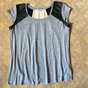 LIU-JO of Italy Grey Jersey & Cream Chiffon Top